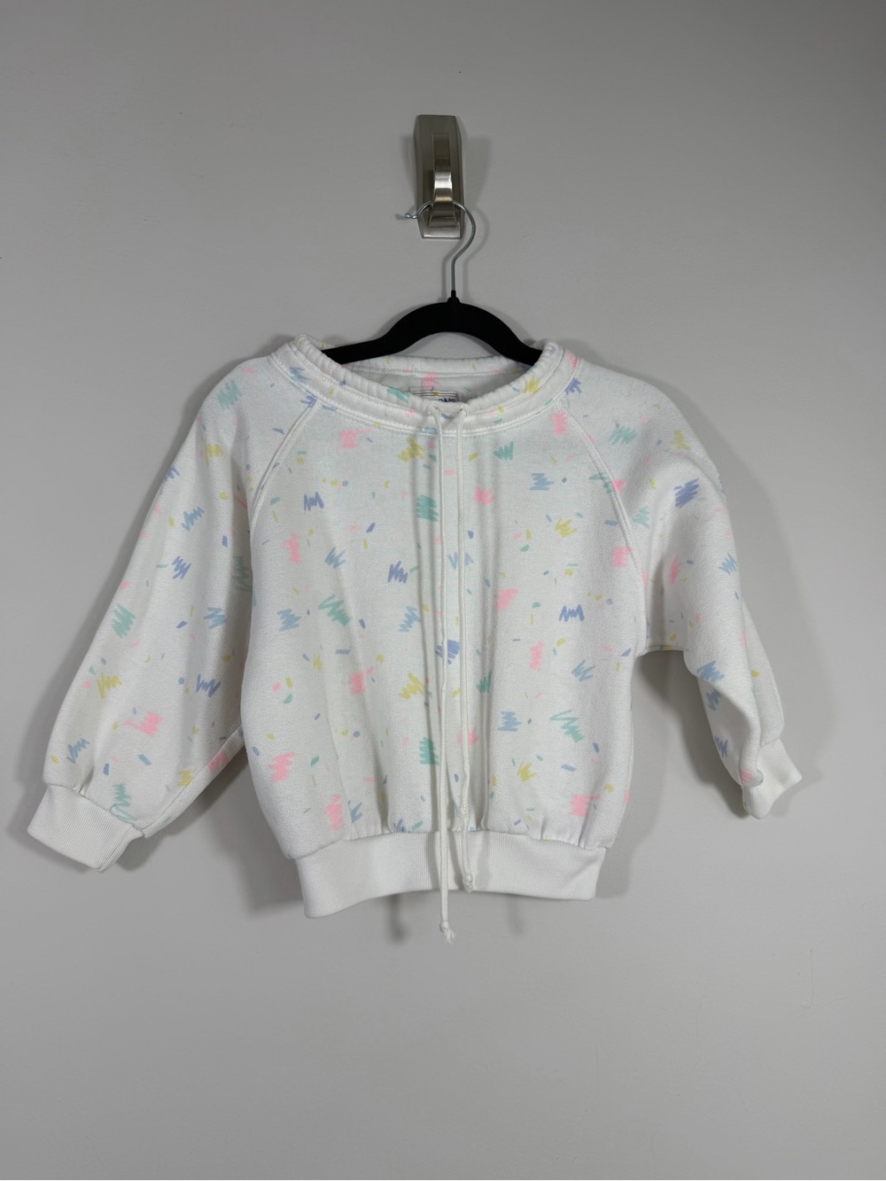 Vintage Celebration Kids White Pastel Scribble Zip Sweatshirt Size 4